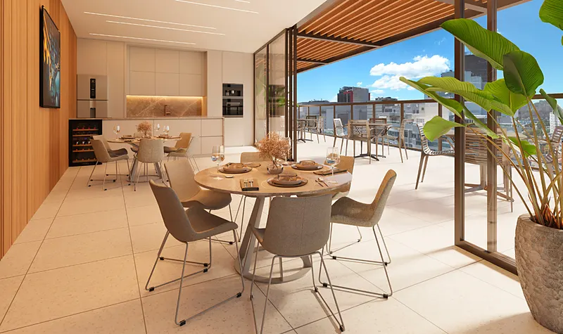 Espaço gourmet e terraço gourmet do Estação Botafogo Residencial